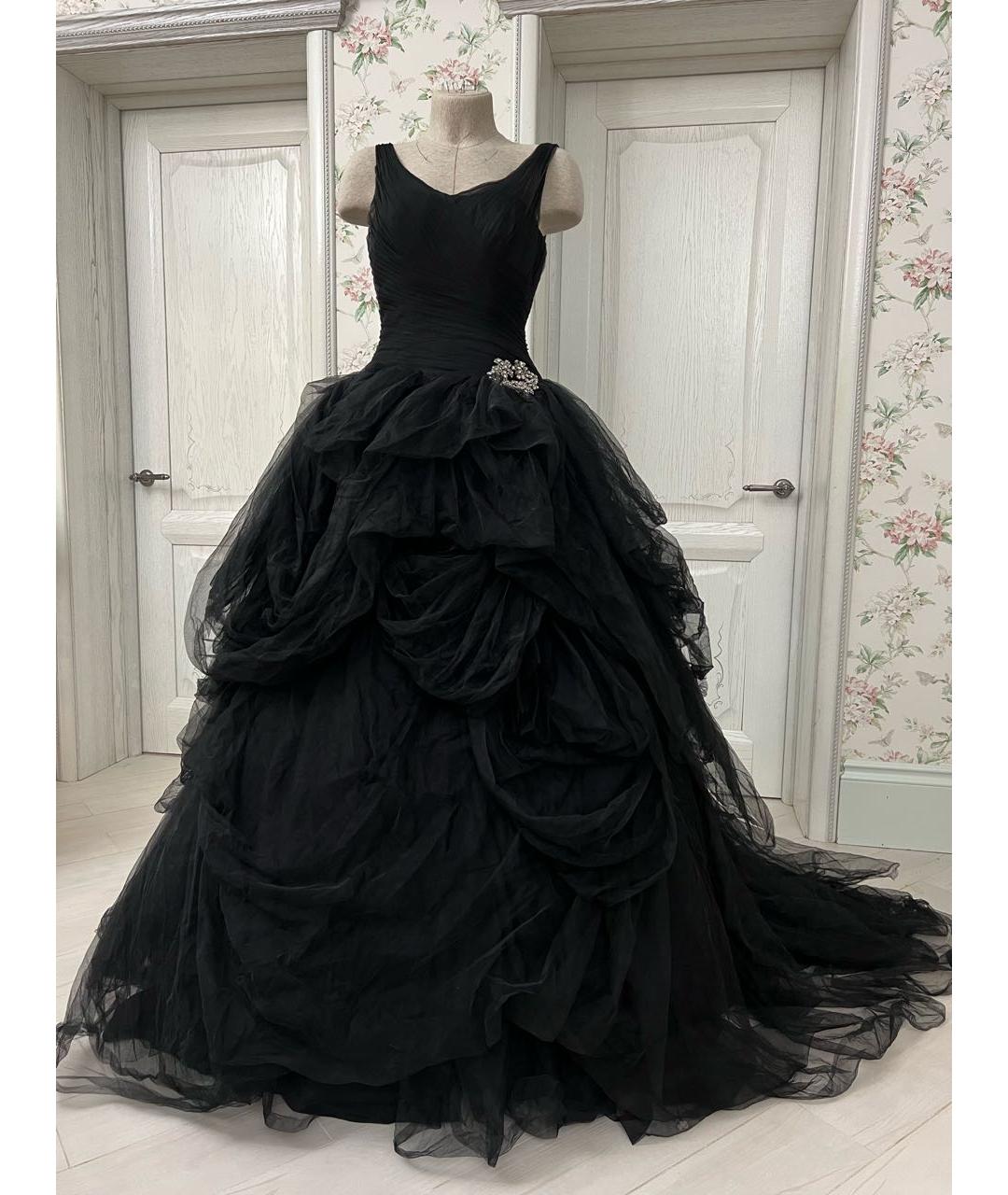 VERA WANG Черное сетчатое вечернее платье, фото 6