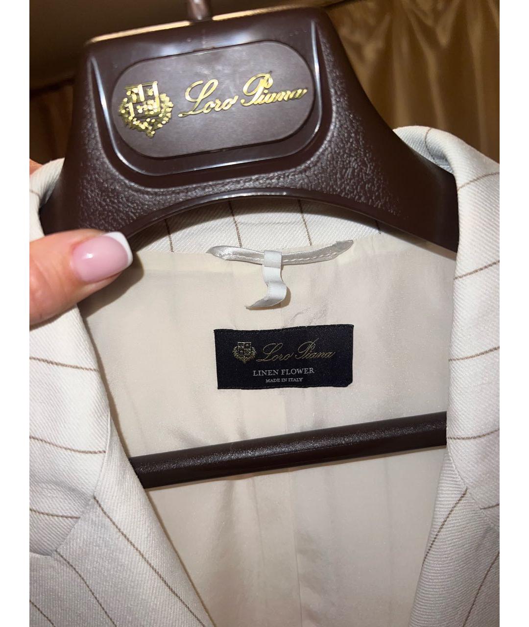 LORO PIANA Белый льняной костюм с брюками, фото 5