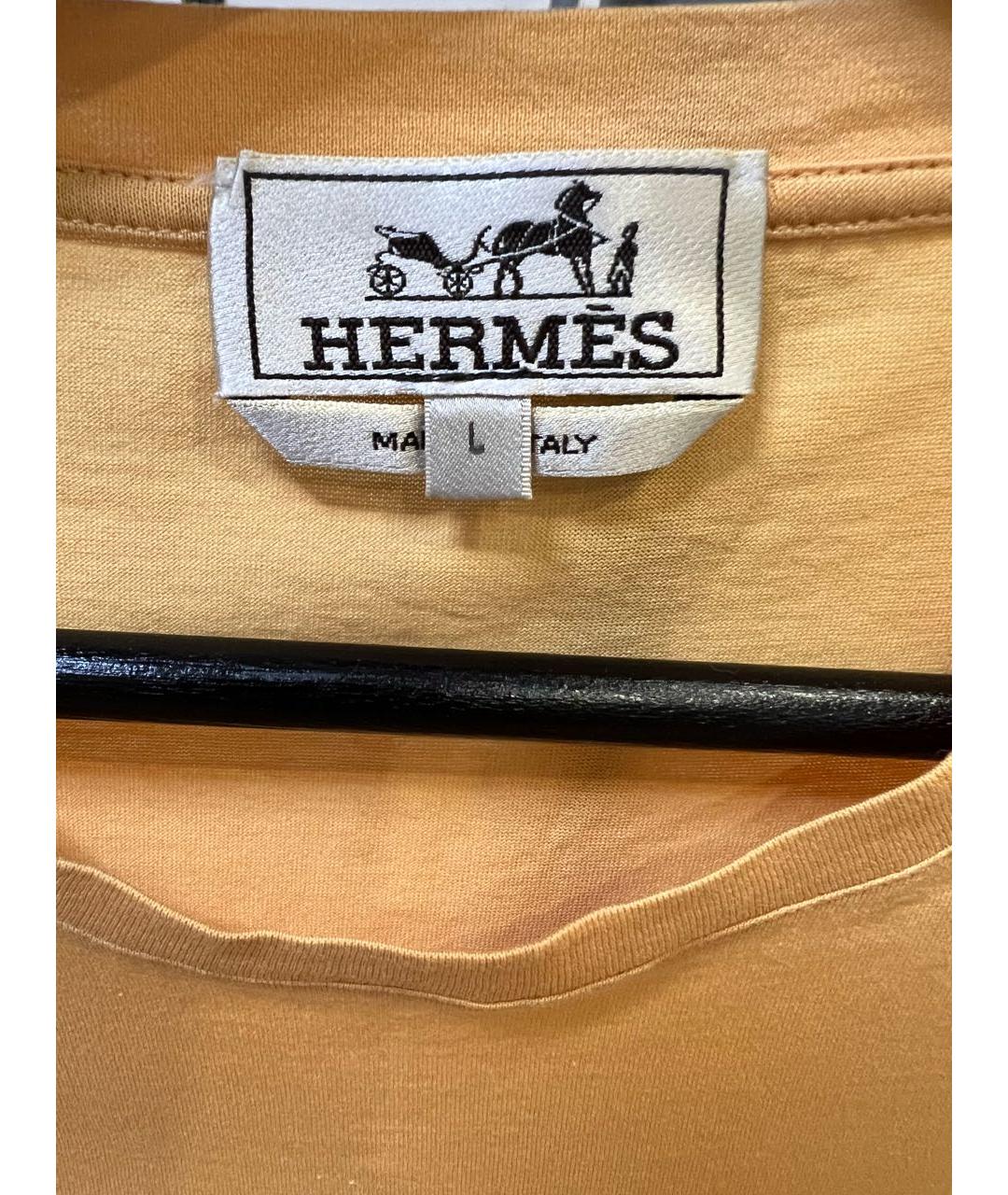 HERMES Оранжевая хлопковая футболка, фото 3