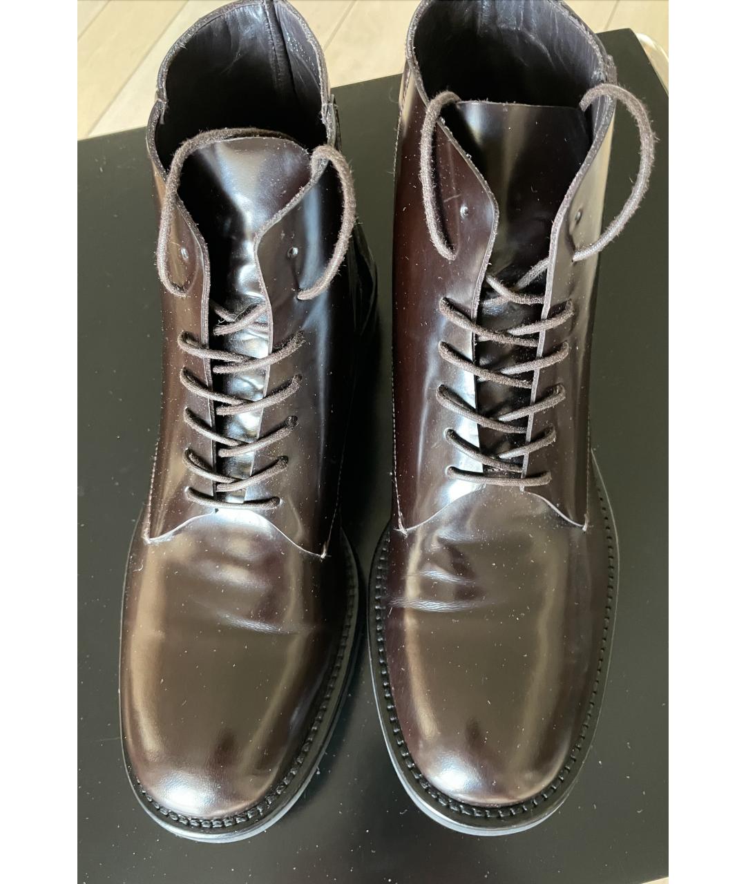 GIORGIO ARMANI Коричневые кожаные высокие ботинки, фото 2