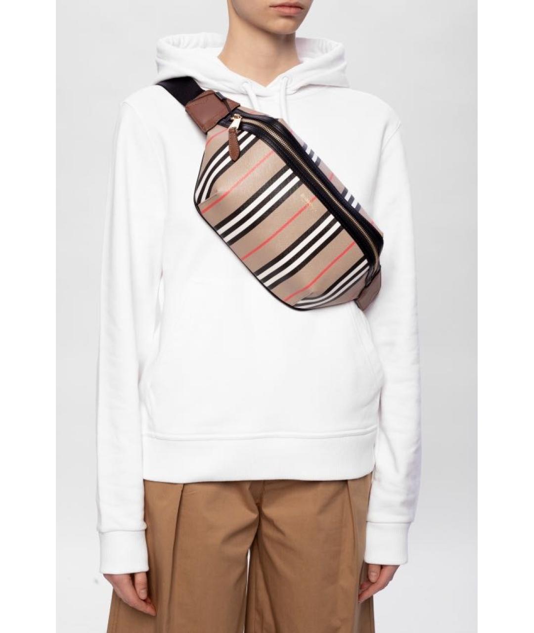 BURBERRY Бежевая поясная сумка из искусственной кожи, фото 7