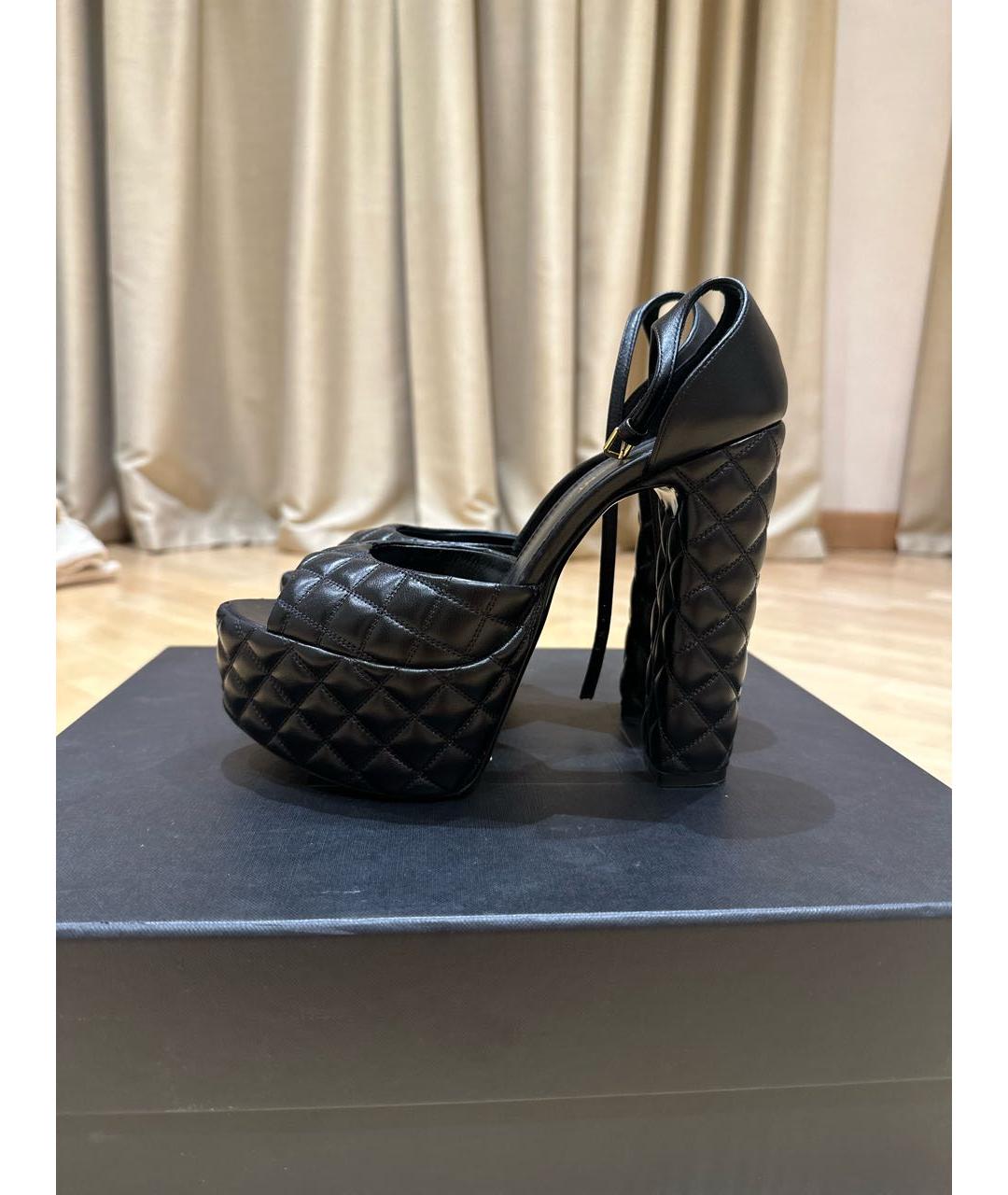 SAINT LAURENT Черные кожаные босоножки, фото 8