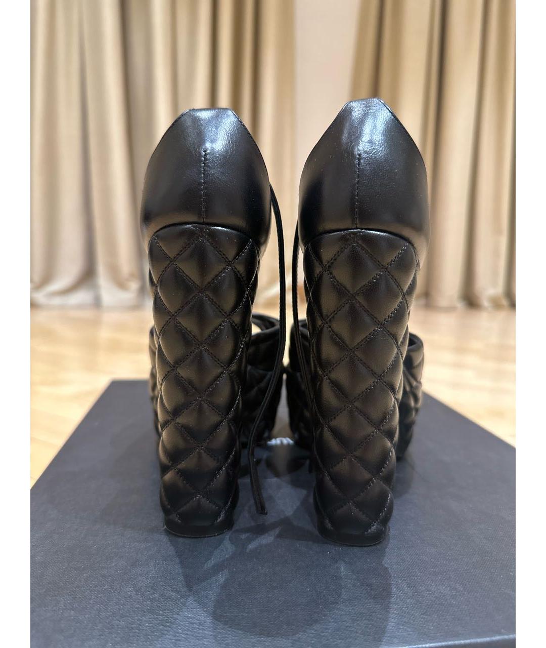 SAINT LAURENT Черные кожаные босоножки, фото 4