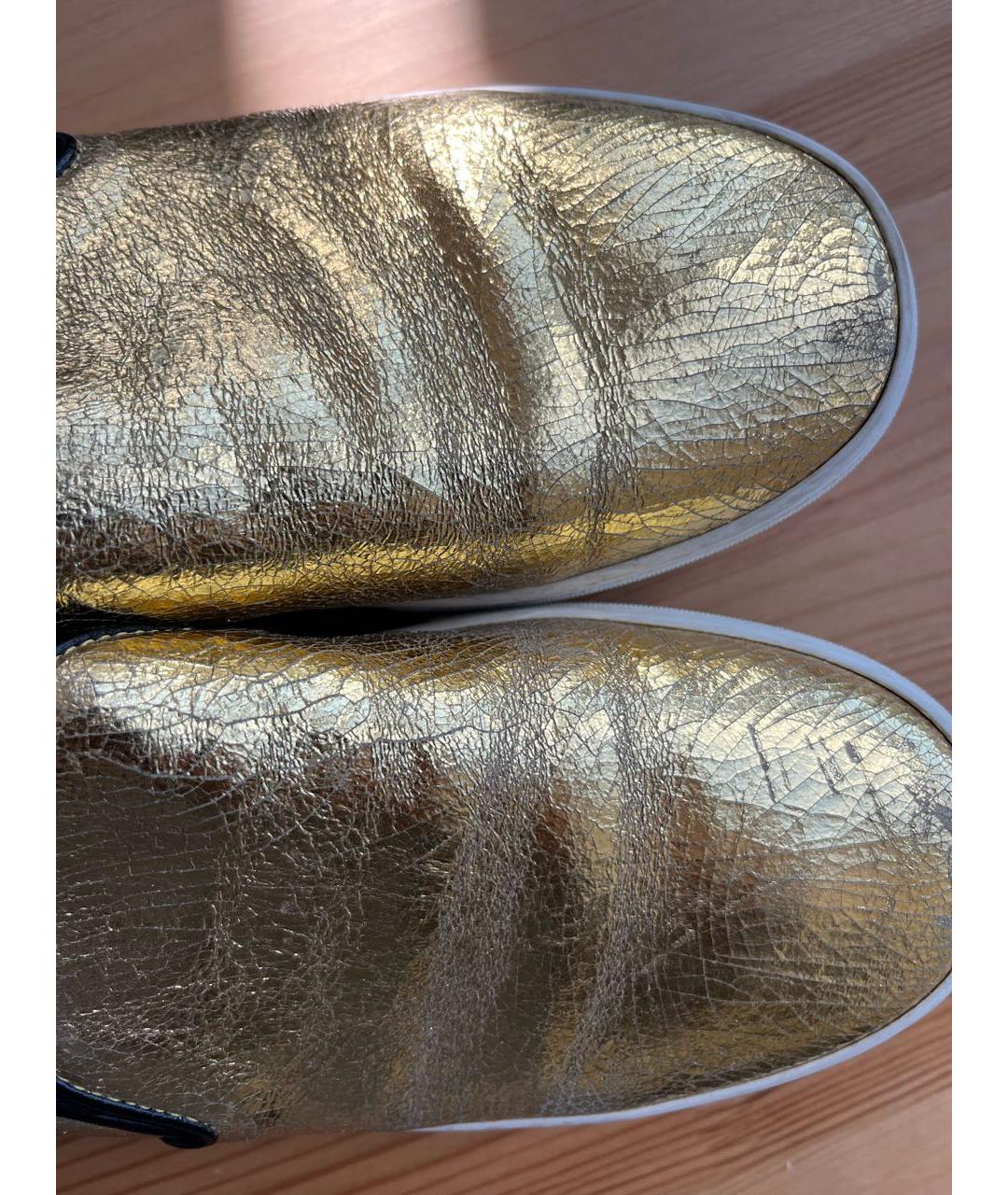 CELINE PRE-OWNED Золотые кожаные слипоны, фото 4