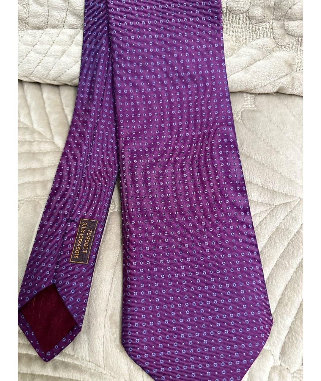 HERMES Фиолетовый шелковый галстук, фото 2