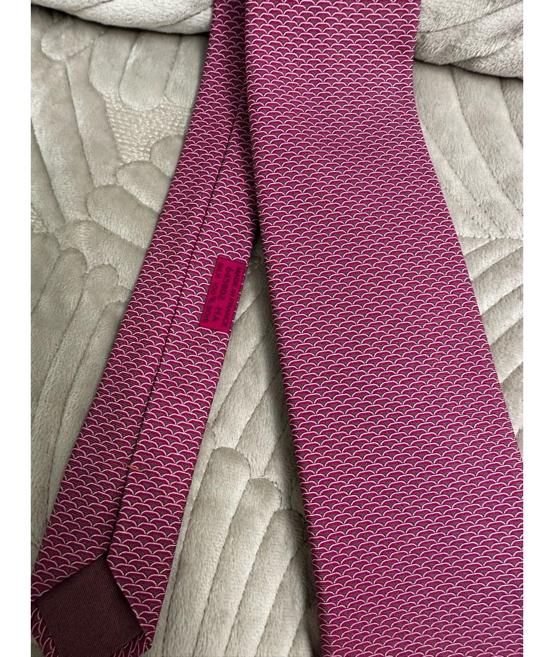 HERMES PRE-OWNED Фиолетовый шелковый галстук, фото 3