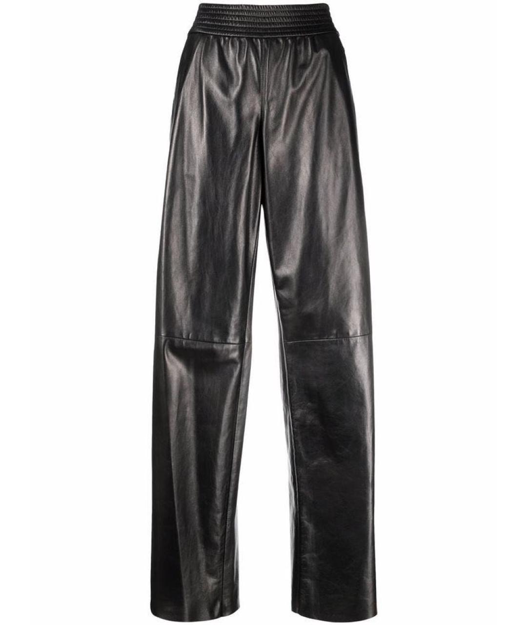DROME Черные кожаные брюки широкие, фото 1