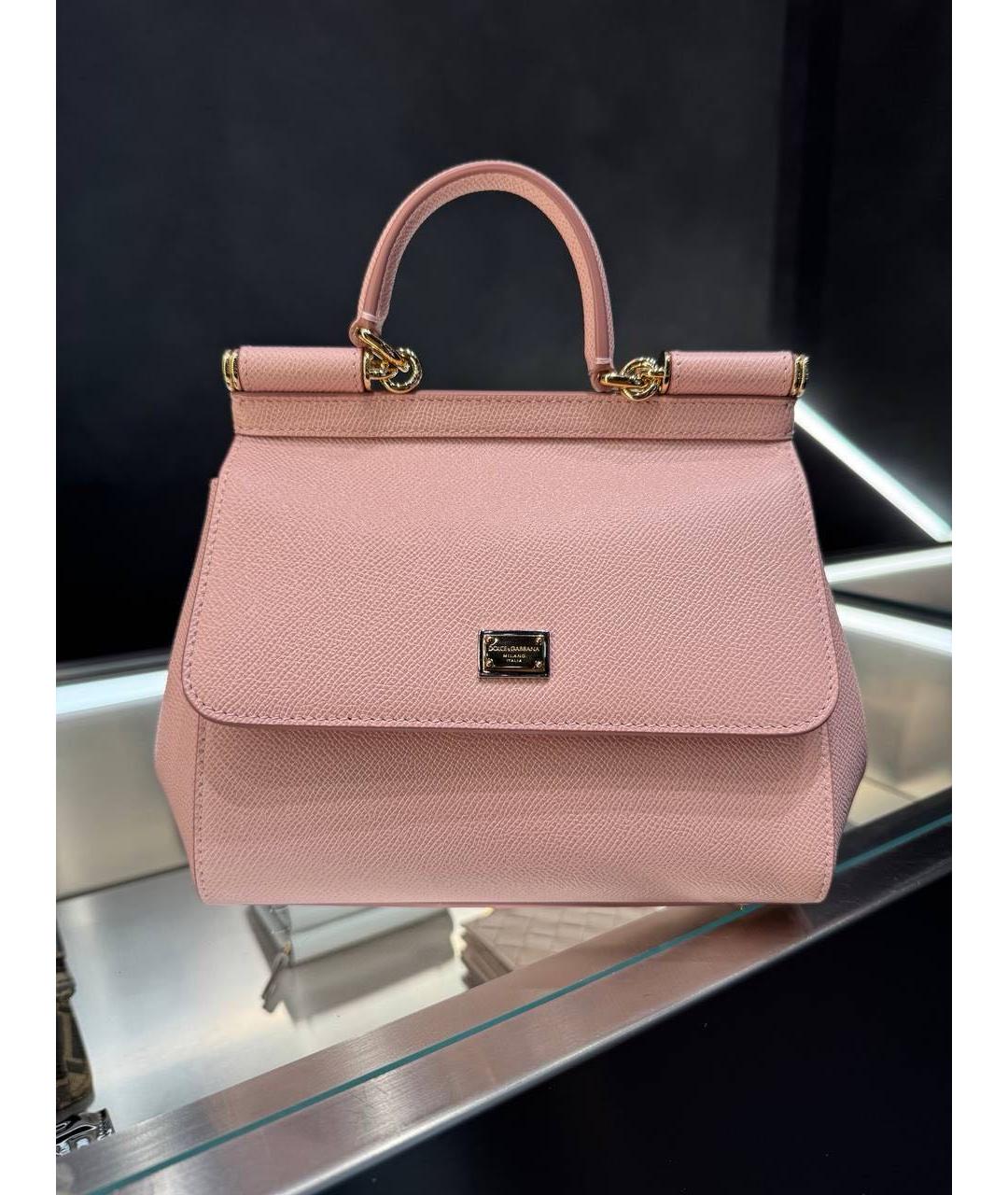 DOLCE&GABBANA Розовая кожаная сумка через плечо, фото 2