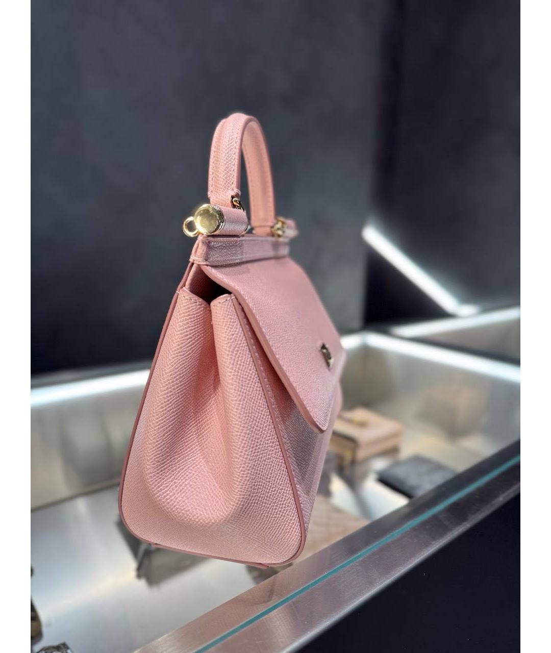 DOLCE&GABBANA Розовая кожаная сумка через плечо, фото 3