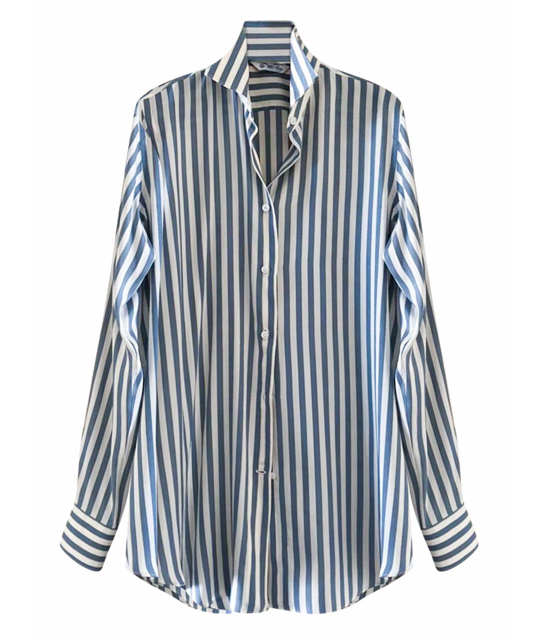 LORO PIANA Синяя шелковая рубашка, фото 1