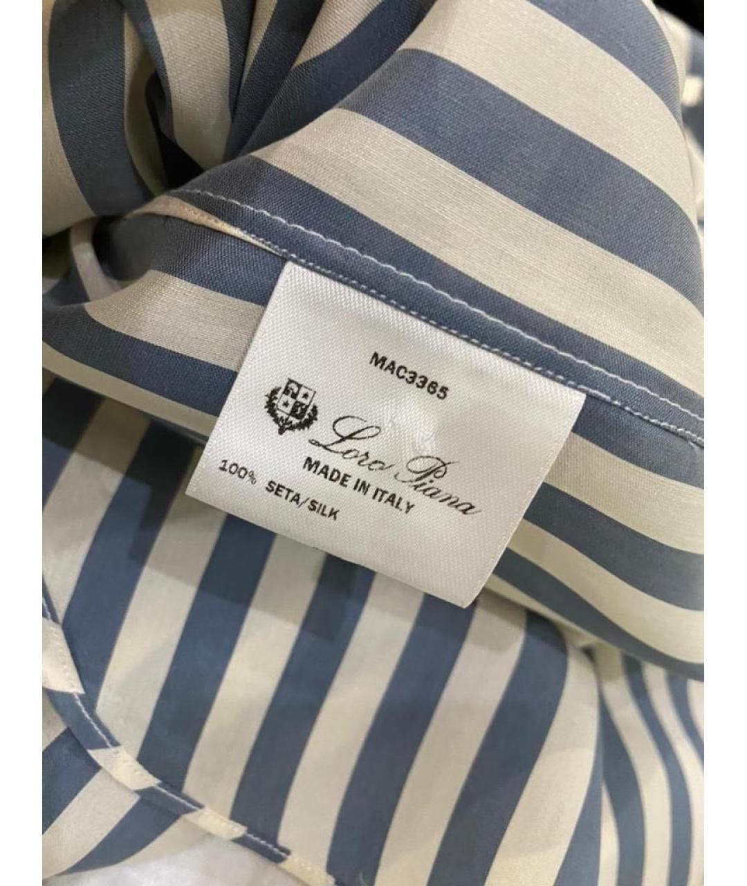 LORO PIANA Синяя шелковая рубашка, фото 4