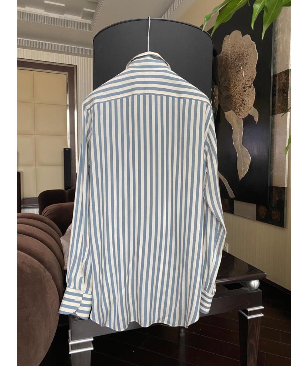 LORO PIANA Синяя шелковая рубашка, фото 2