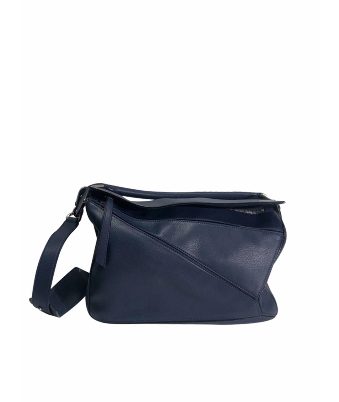 LOEWE Темно-синяя кожаная сумка на плечо, фото 1