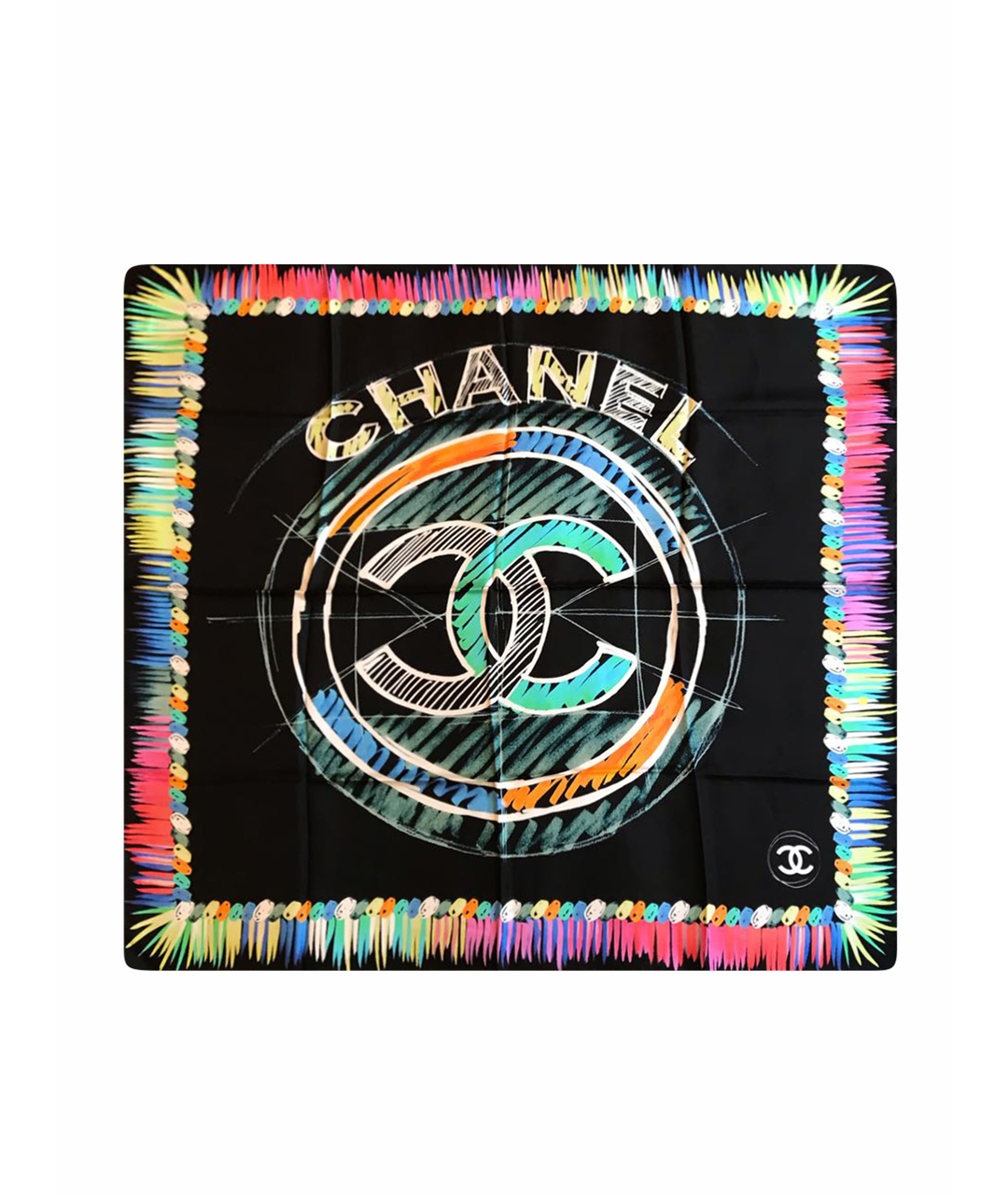 CHANEL PRE-OWNED Черный шелковый шарф, фото 1