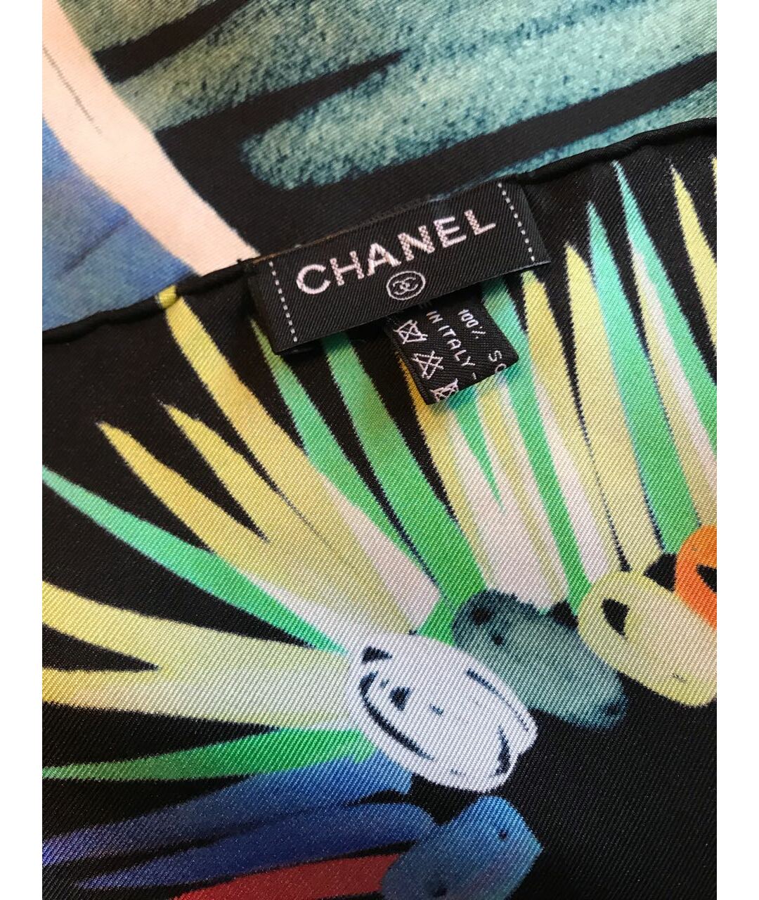 CHANEL PRE-OWNED Черный шелковый шарф, фото 3