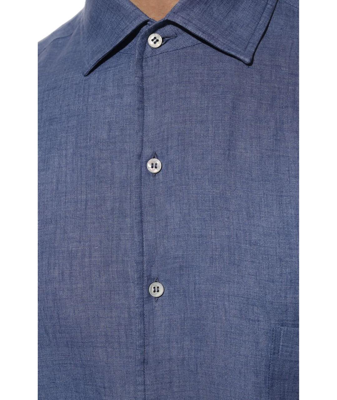 LORO PIANA Синяя льняная кэжуал рубашка, фото 4