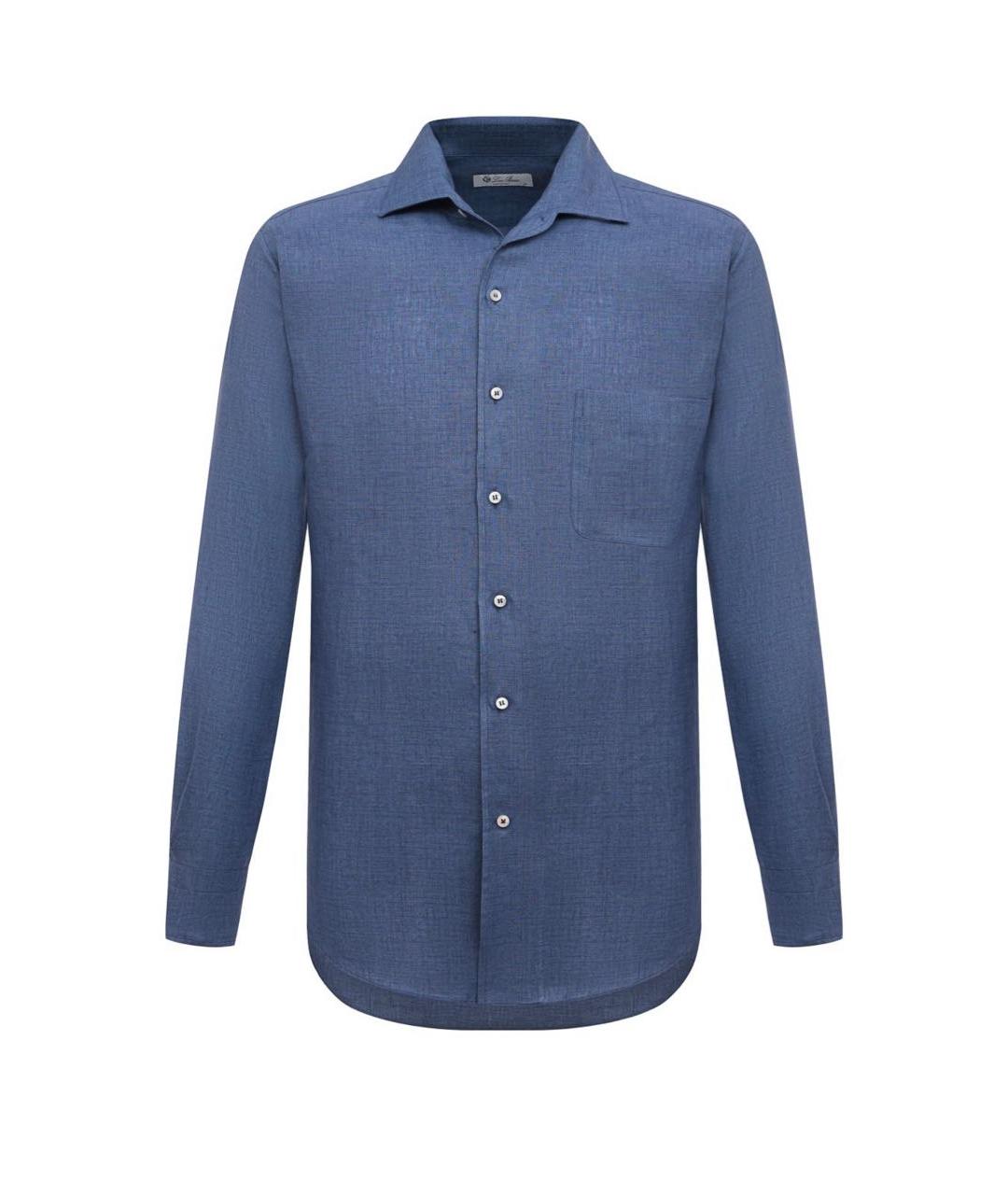 LORO PIANA Синяя льняная кэжуал рубашка, фото 1