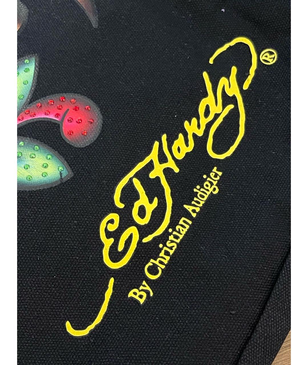 ED HARDY Черная хлопковая сумка тоут, фото 4