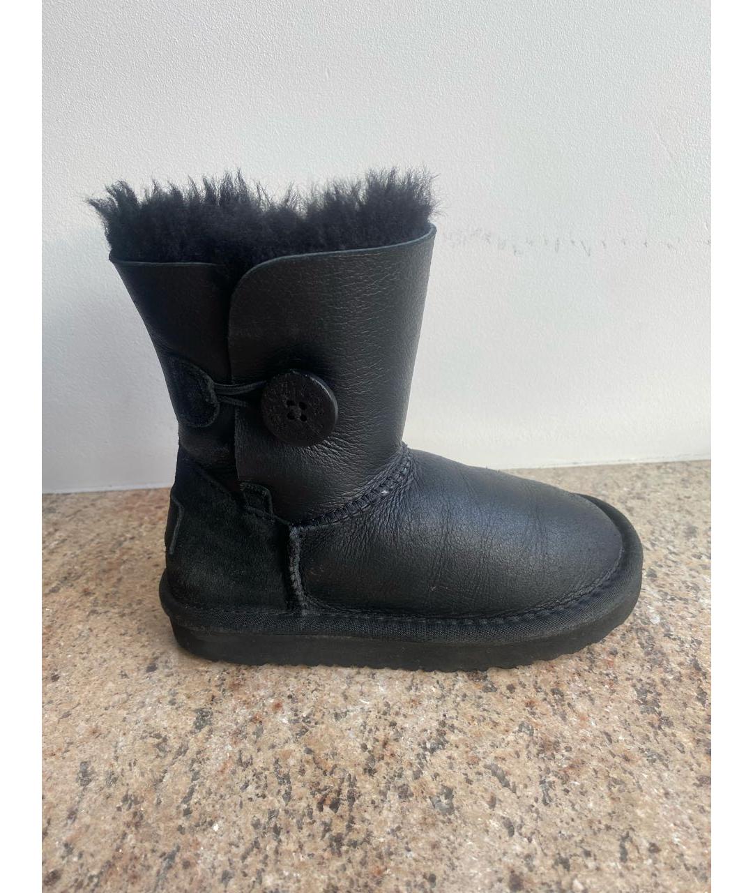 UGG AUSTRALIA KIDS Черные кожаные ботинки, фото 8