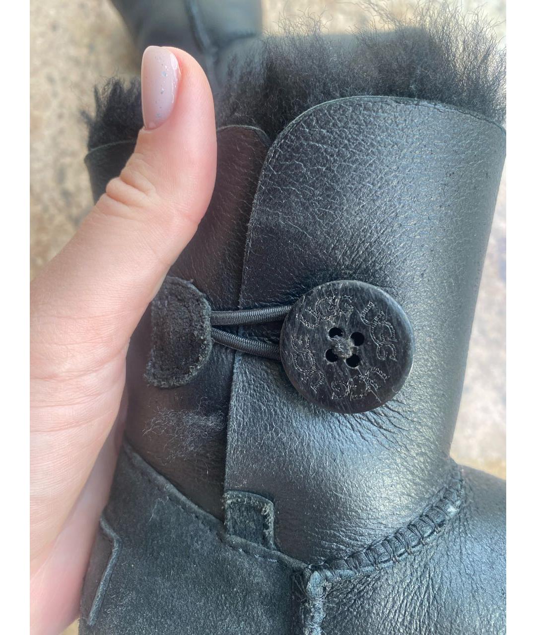 UGG AUSTRALIA KIDS Черные кожаные ботинки, фото 6