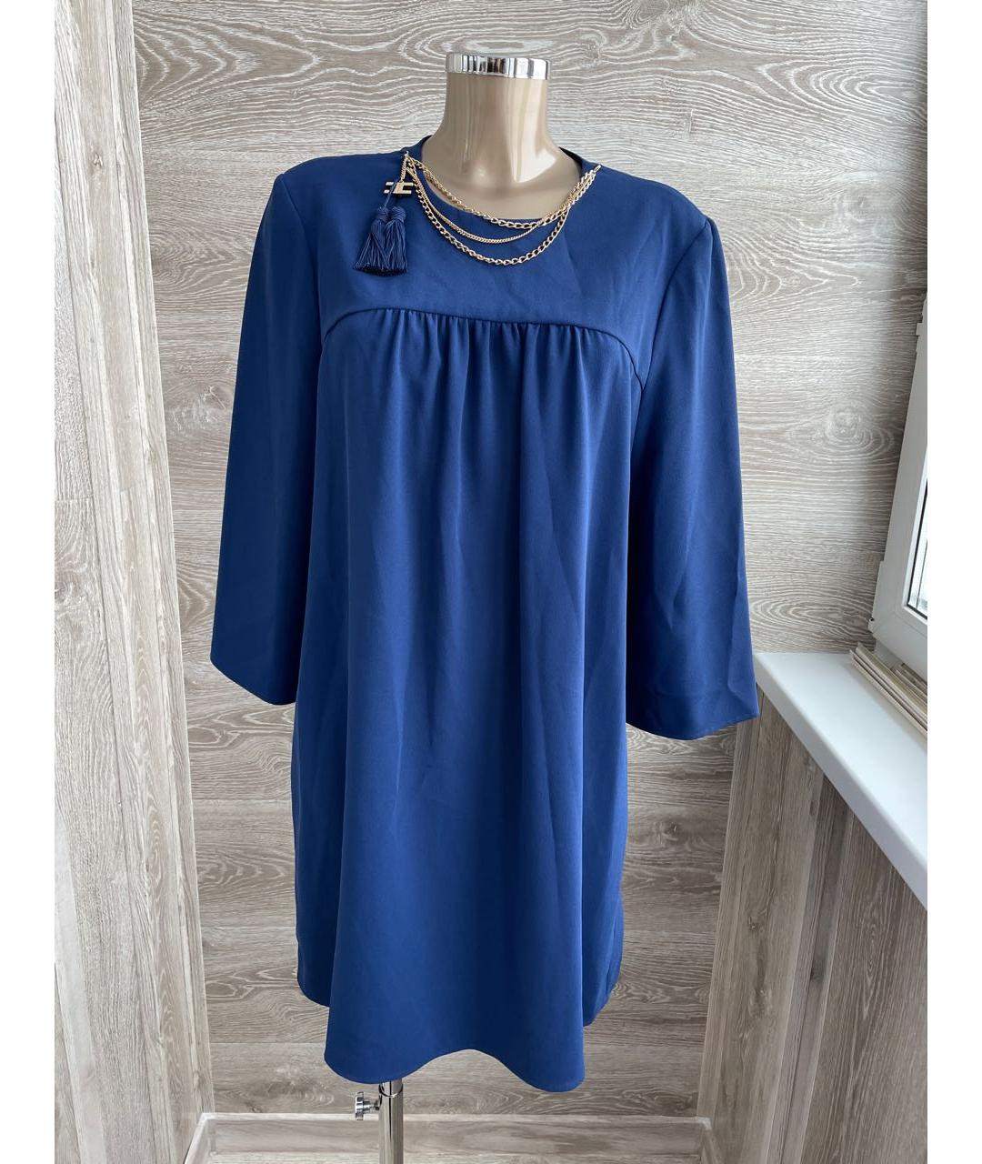 ELISABETTA FRANCHI Синее полиамидовое коктейльное платье, фото 6
