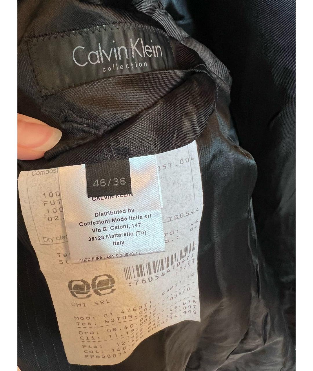 CALVIN KLEIN Черный шерстяной пиджак, фото 3