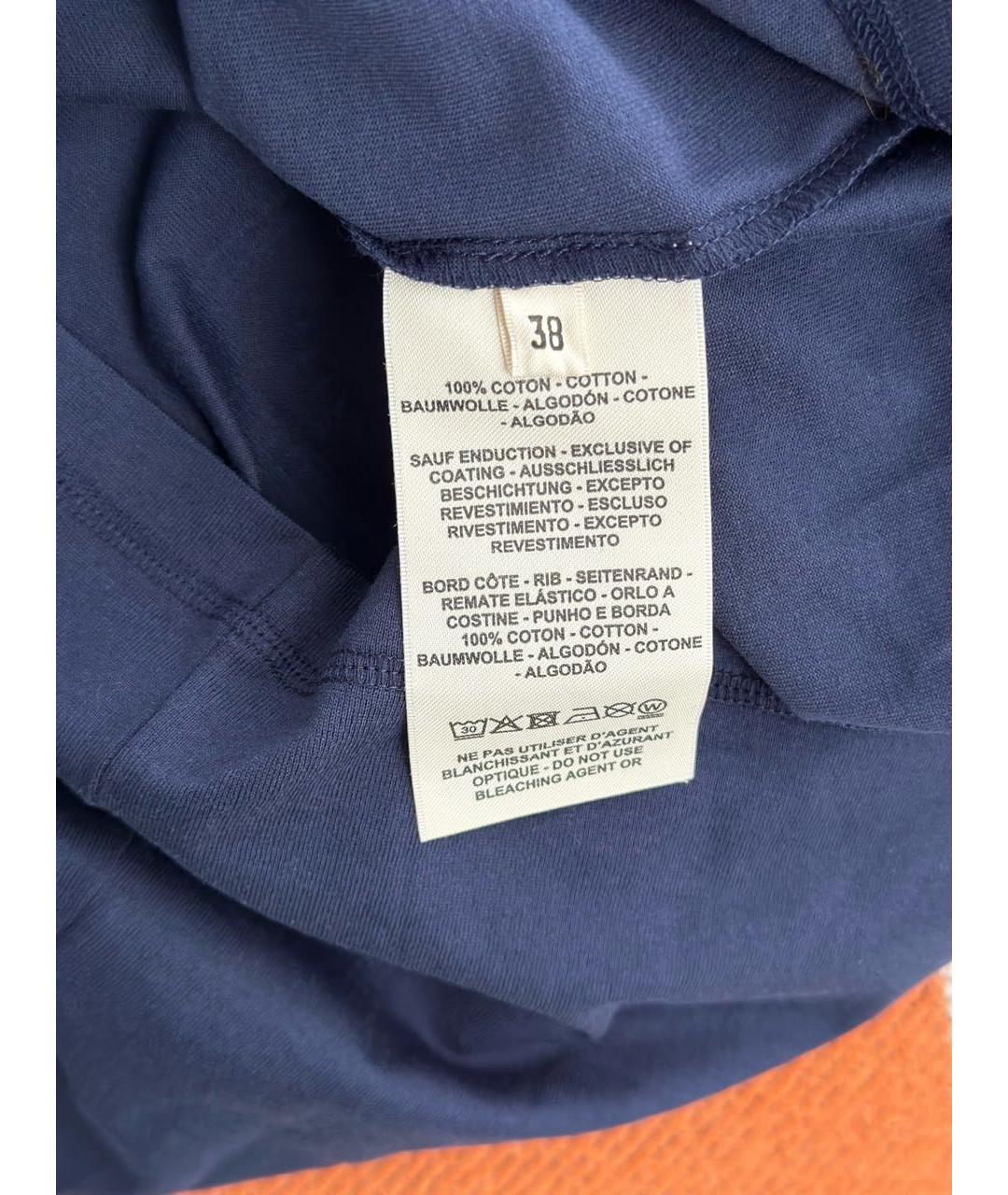 HERMES Темно-синяя хлопковая футболка, фото 4