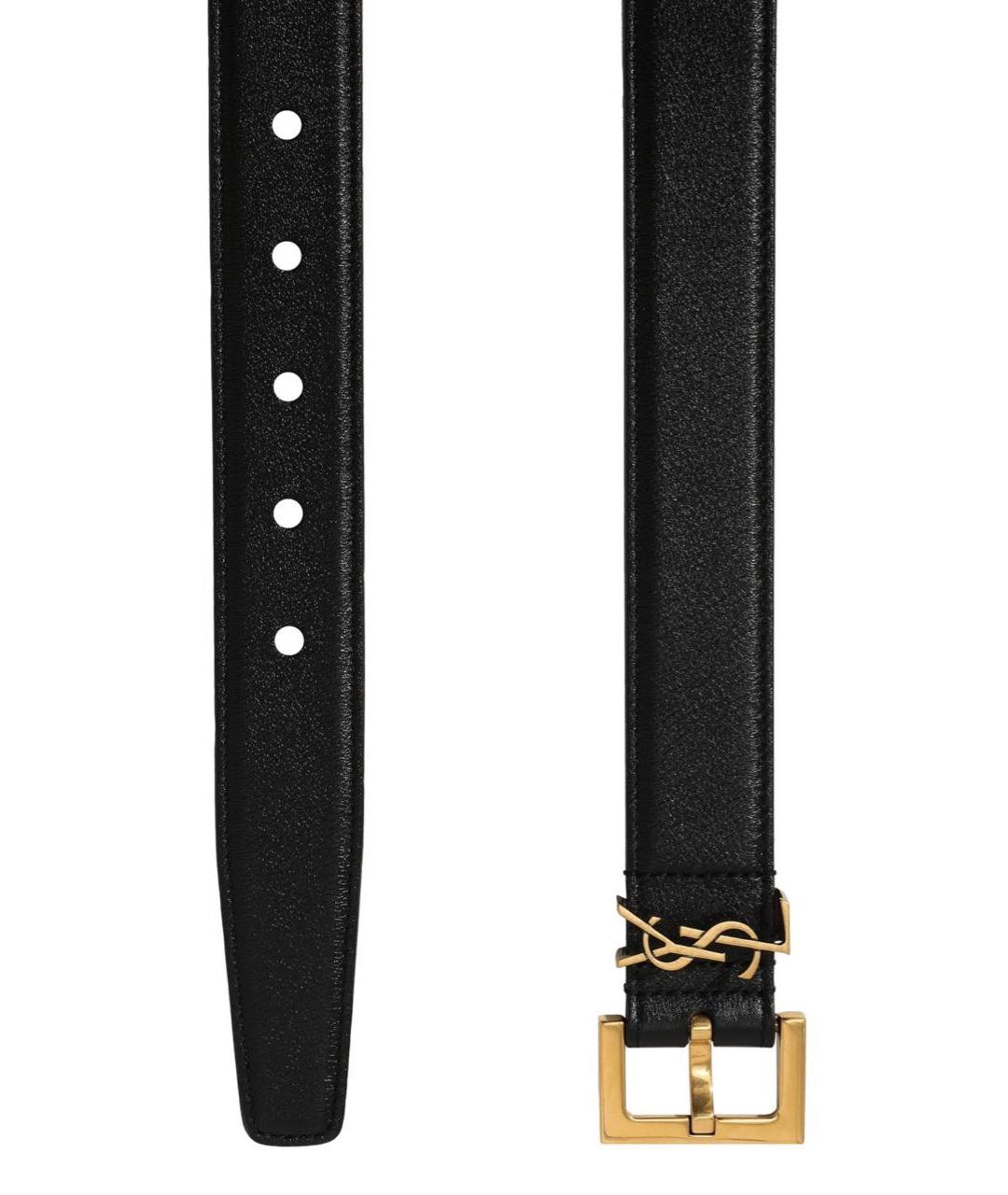 SAINT LAURENT Черный кожаный ремень, фото 2