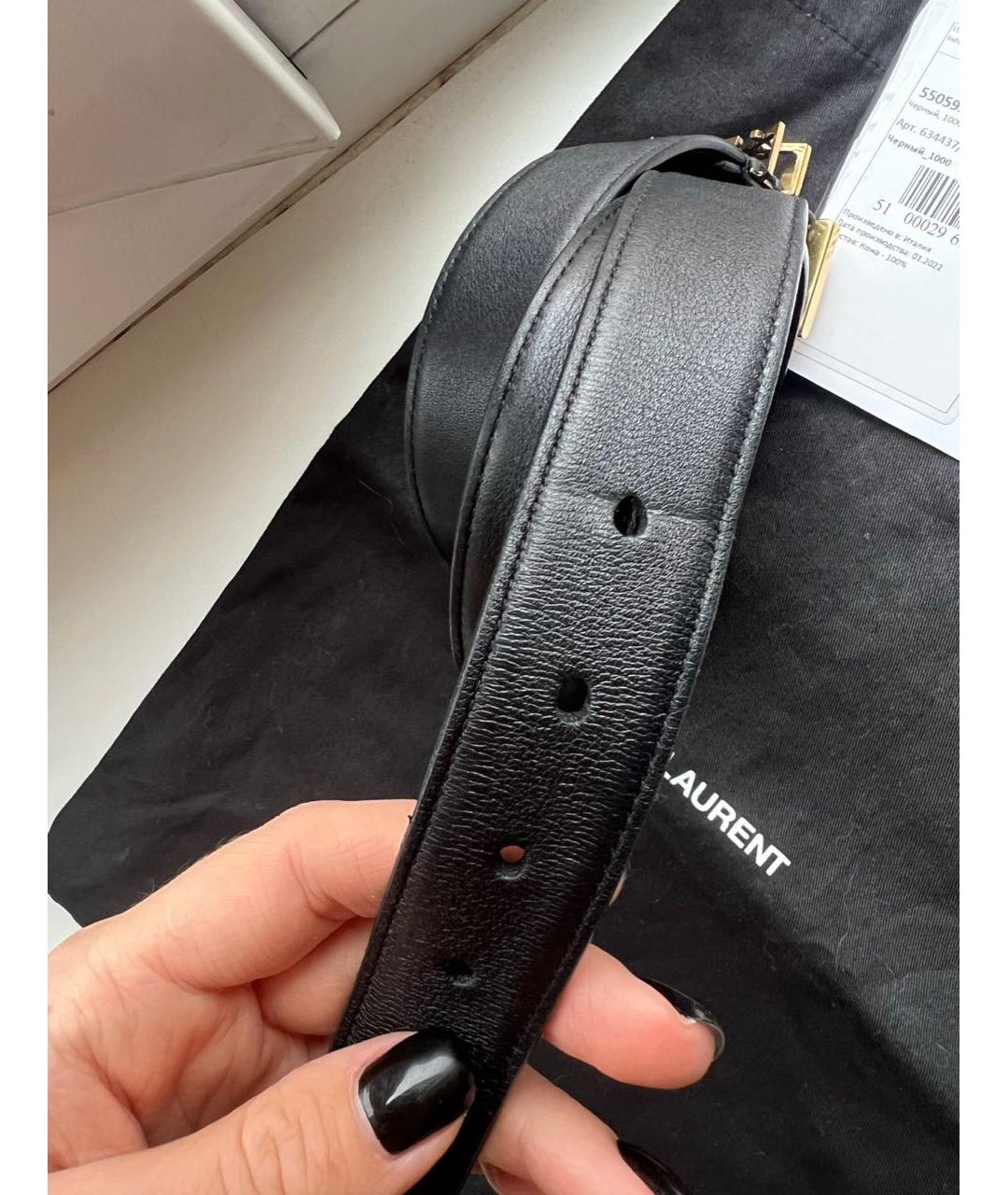 SAINT LAURENT Черный кожаный ремень, фото 6