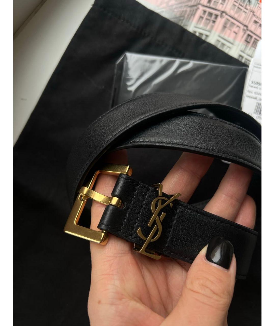 SAINT LAURENT Черный кожаный ремень, фото 7