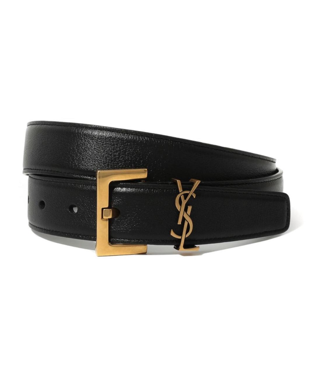SAINT LAURENT Черный кожаный ремень, фото 1