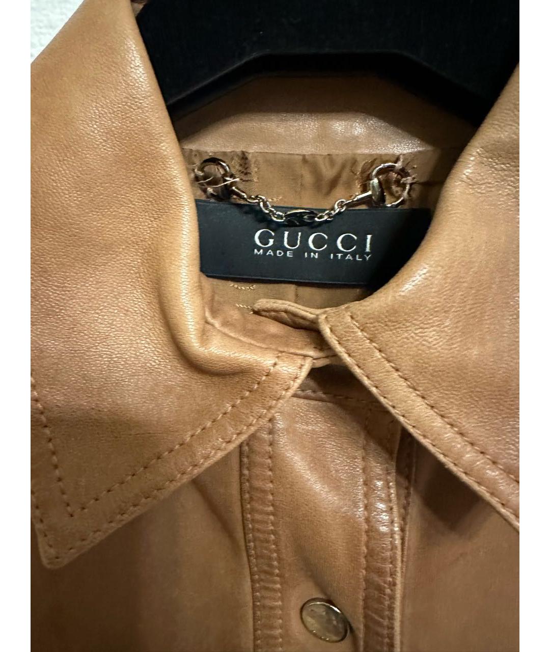 GUCCI Коричневая кожаная куртка, фото 2