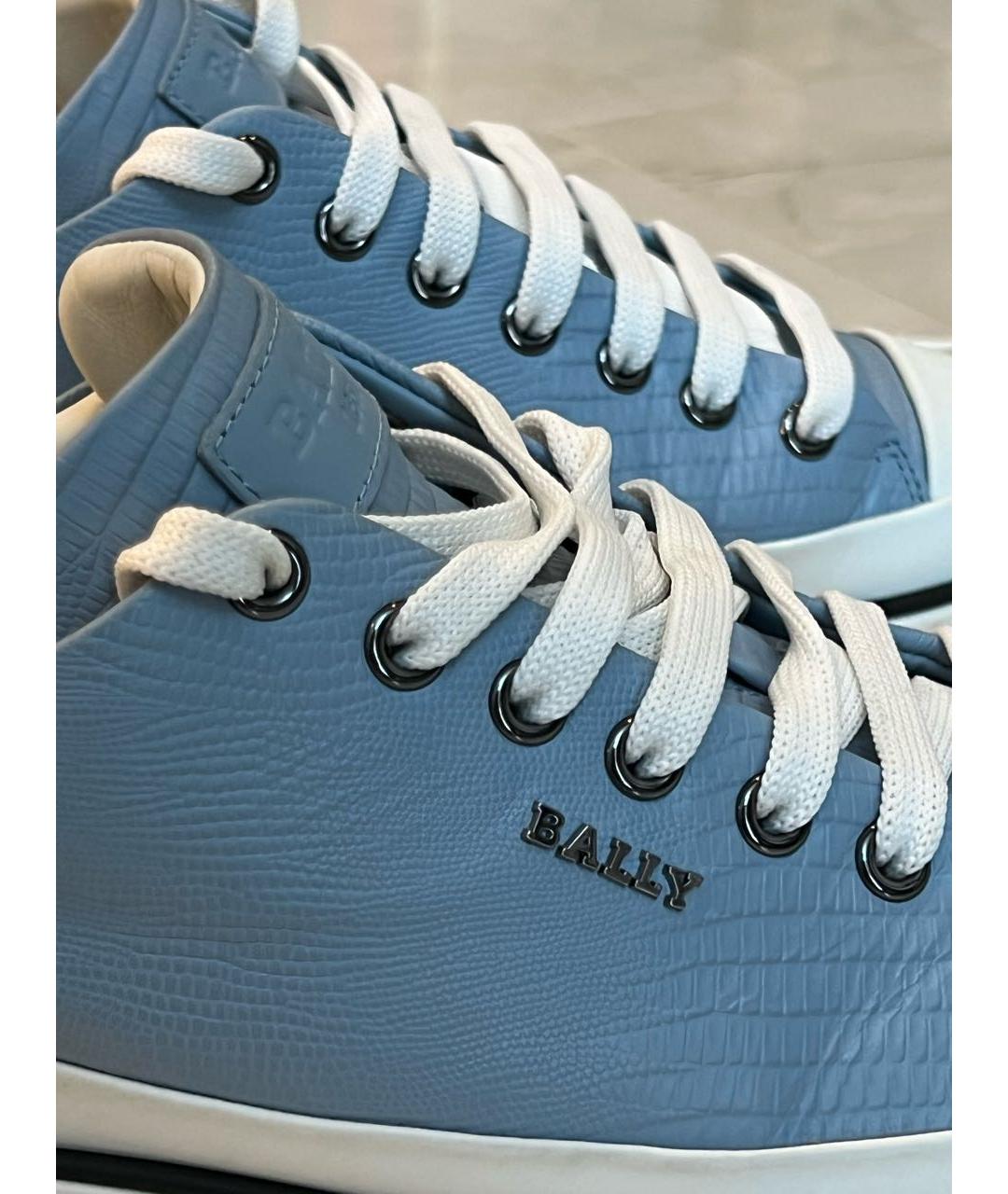 BALLY Голубые кожаные низкие кроссовки / кеды, фото 5