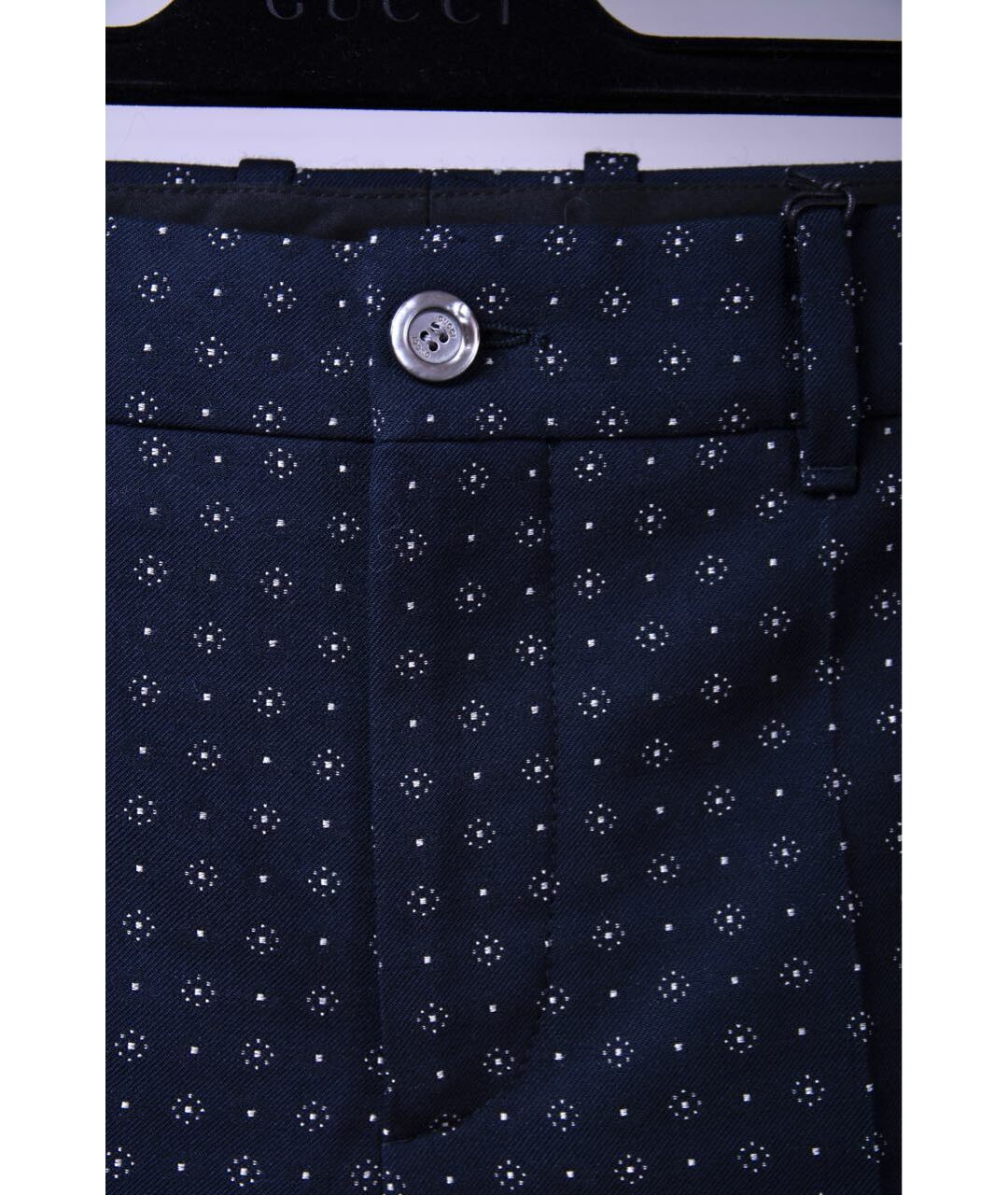 GUCCI Темно-синие хлопковые брюки узкие, фото 4