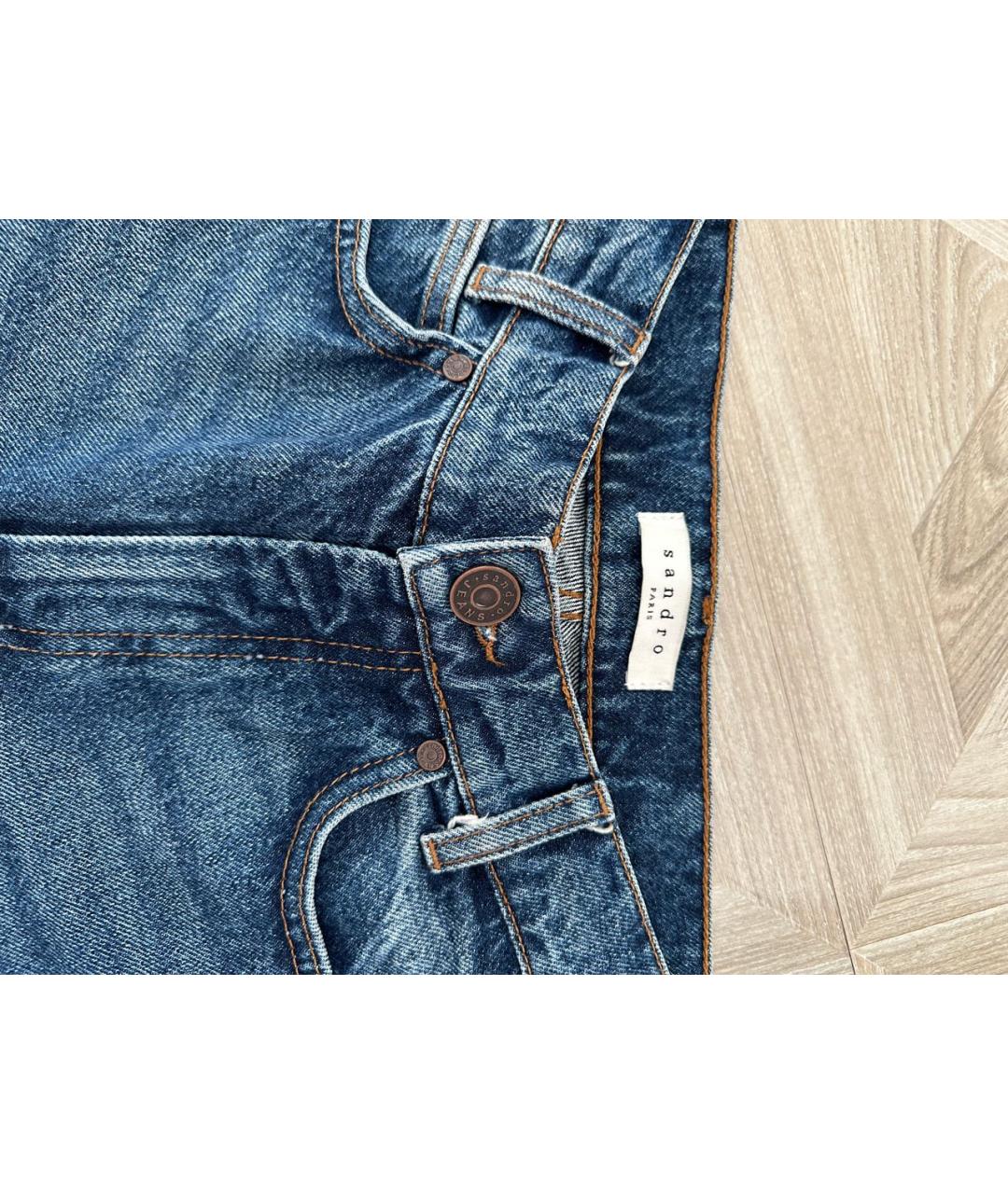 SANDRO Синие хлопковые прямые джинсы, фото 3