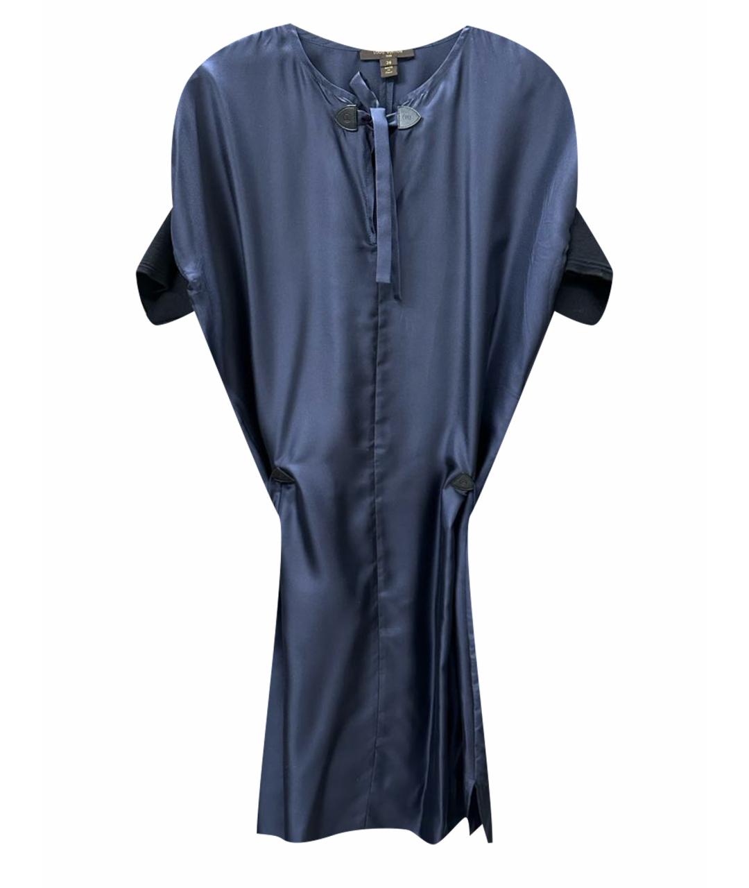 LOUIS VUITTON PRE-OWNED Темно-синее шелковое повседневное платье, фото 1