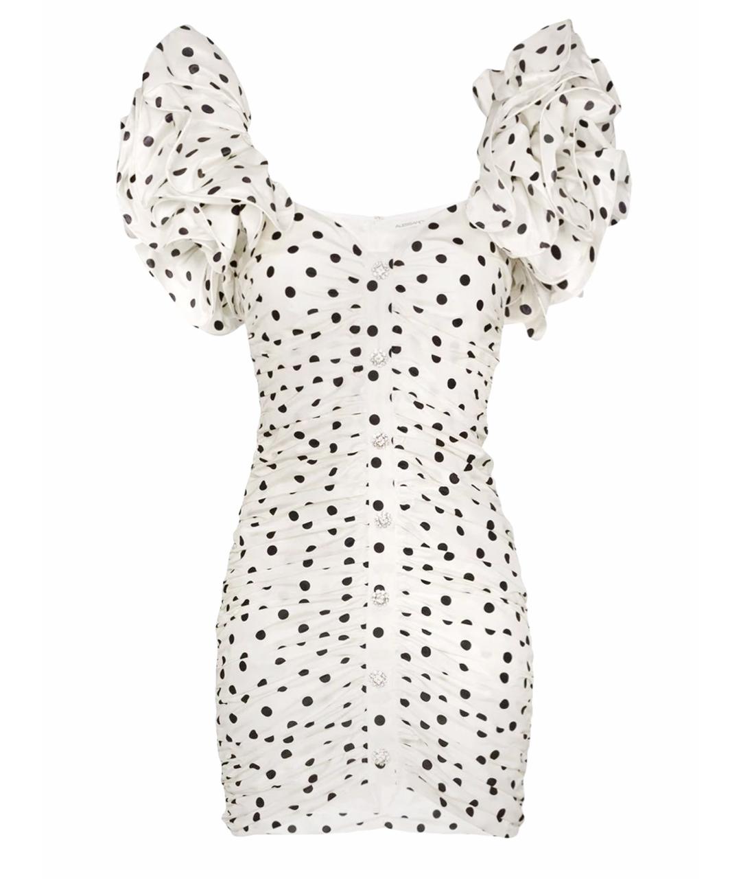 ALESSANDRA RICH Белое шелковое коктейльное платье, фото 1