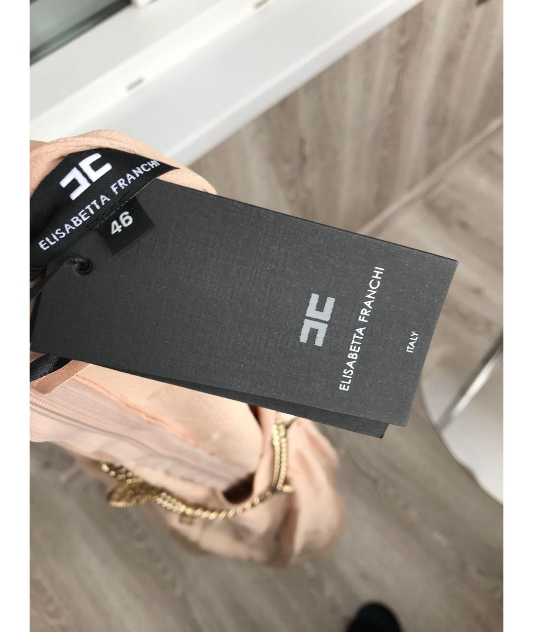 ELISABETTA FRANCHI Бежевое полиамидовое коктейльное платье, фото 5
