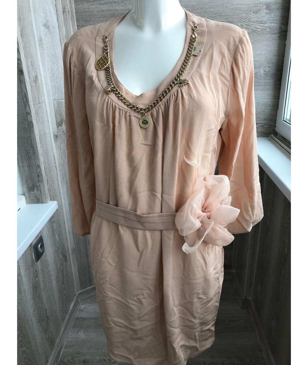 ELISABETTA FRANCHI Бежевое полиамидовое коктейльное платье, фото 3