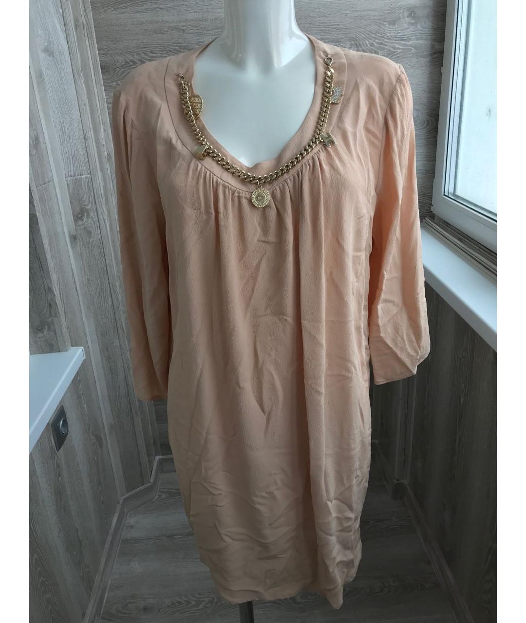 ELISABETTA FRANCHI Бежевое полиамидовое коктейльное платье, фото 6