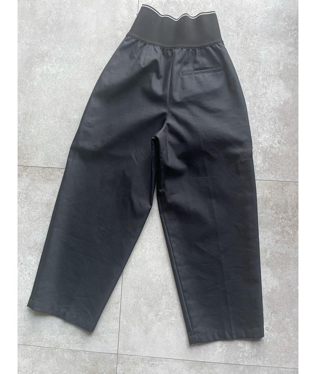 ALEXANDER WANG Черные хлопко-эластановые брюки широкие, фото 2