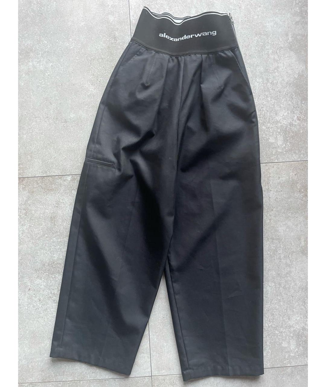 ALEXANDER WANG Черные хлопко-эластановые брюки широкие, фото 3