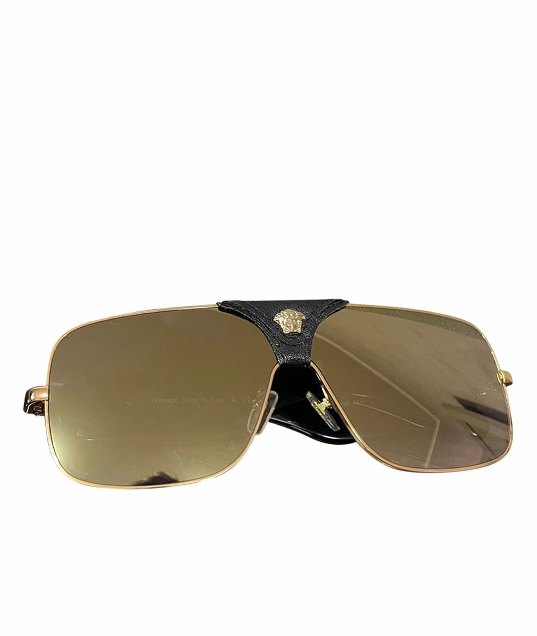 VERSACE Золотые пластиковые солнцезащитные очки, фото 1