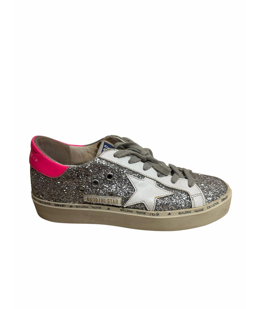 GOLDEN GOOSE DELUXE BRAND Серебряные кожаные кеды, фото 1