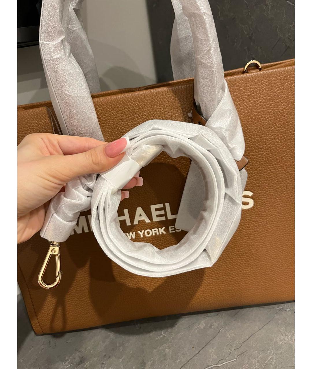 MICHAEL KORS Коричневая кожаная сумка тоут, фото 4