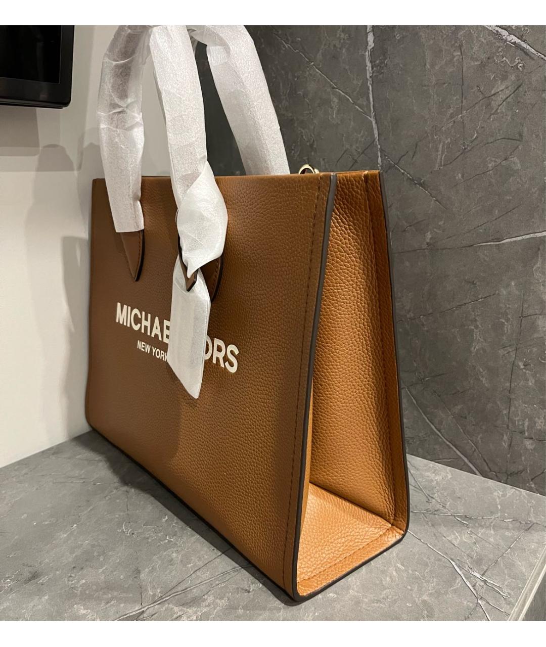 MICHAEL KORS Коричневая кожаная сумка тоут, фото 3
