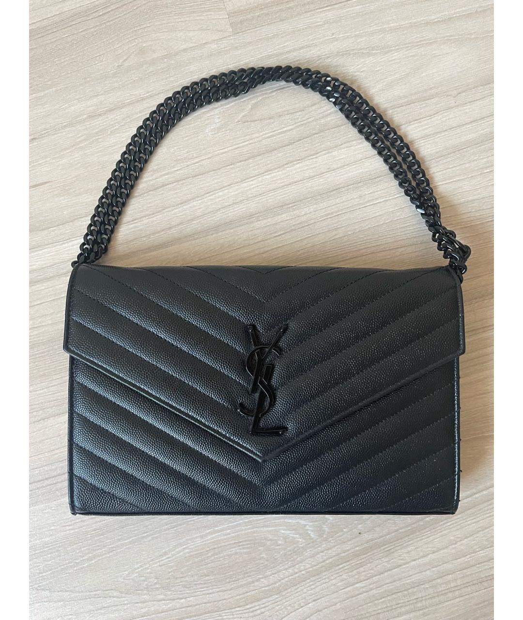 SAINT LAURENT Черная кожаная сумка через плечо, фото 9