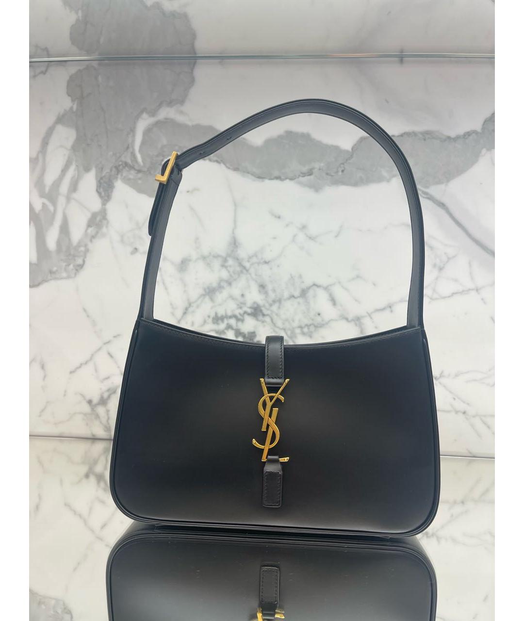 SAINT LAURENT Черная кожаная сумка с короткими ручками, фото 6