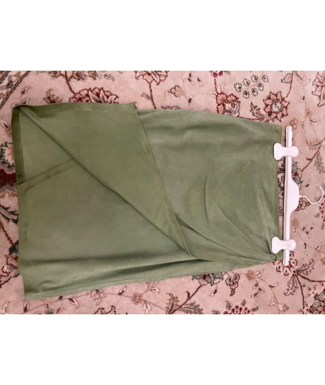 RALPH LAUREN COLLECTION Зеленая замшевая юбка миди, фото 4