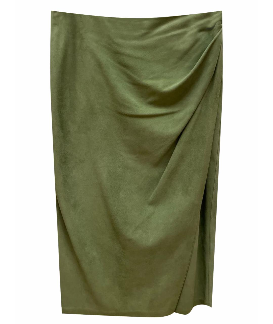 RALPH LAUREN COLLECTION Зеленая замшевая юбка миди, фото 1